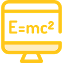 monitor, screen, science, education, physics, maths Gold icon