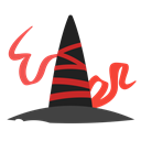witch, Ribbon, Holidays, red, hat, halloween Black icon
