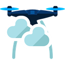 drone, Clouds, transportation, technology, electronics Black icon
