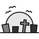 halloween, horror, Terror, Cemetery, graveyard, Rip, spooky, scary, fear, tombstone Black icon