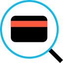 Commerce And Shopping, search, Credit card, Debit card Black icon