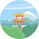 nature, landscape, scenery, pagoda LightBlue icon