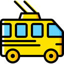 transportation, transport, vehicle, Trolleybus, Automobile, Public transport Gold icon