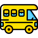 summer, Trailer, Caravan, transportation, transport, vehicle, Camping, Holidays Gold icon