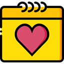 Calendar, Heart, love, romantic, Valentines Day, Love And Romance Gold icon