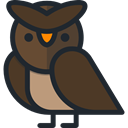bird, hunter, owl, Animals DarkOliveGreen icon
