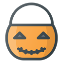 Bucket, halloween, pumpkin, trick, treet Black icon