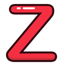 Letter, red, Alphabet, z, letters Black icon