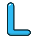 Blue, L, Letter, Alphabet, letters Black icon