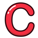 C, Letter, red, Alphabet, letters Black icon