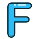 Blue, F, Letter, Alphabet, letters Black icon