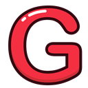 red, g, Alphabet, Letter, letters Black icon