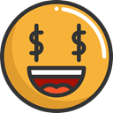 Smileys, emoticons, greed, Emoji, feelings Goldenrod icon