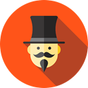 Professions And Jobs, Wand, hat, user, magic, Avatar, magician, entertainment, Magic Trick OrangeRed icon
