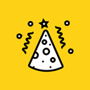 Cap, birthday, party, cone, new year, merry, Celebrate Gold icon