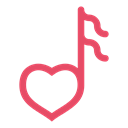 valentine's day, valentine, music, Heart, love, Note Black icon