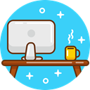 Computer, pc, Workspace, workplace, Device, mac, work Turquoise icon