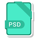 Psd, Extension, paper, File, Format Turquoise icon