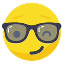 Glasses, smiley, Fun, Playful, smile, wink, Boss Gold icon