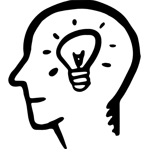 invention, ideas, Brain, interface, head, Light bulb icon