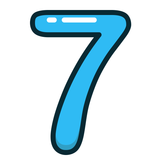 Blue, numbers, number, seven icon