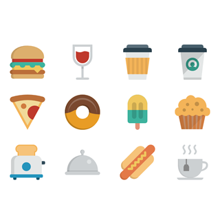 Food and drinks icon packages