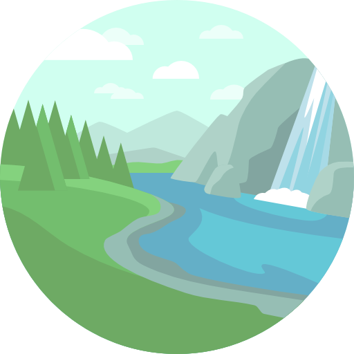 nature, landscape, scenery, waterfall icon